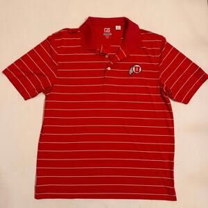 Cutter & Buck Men's Utah Utes DryTec Polo Red/White Stripe Size M